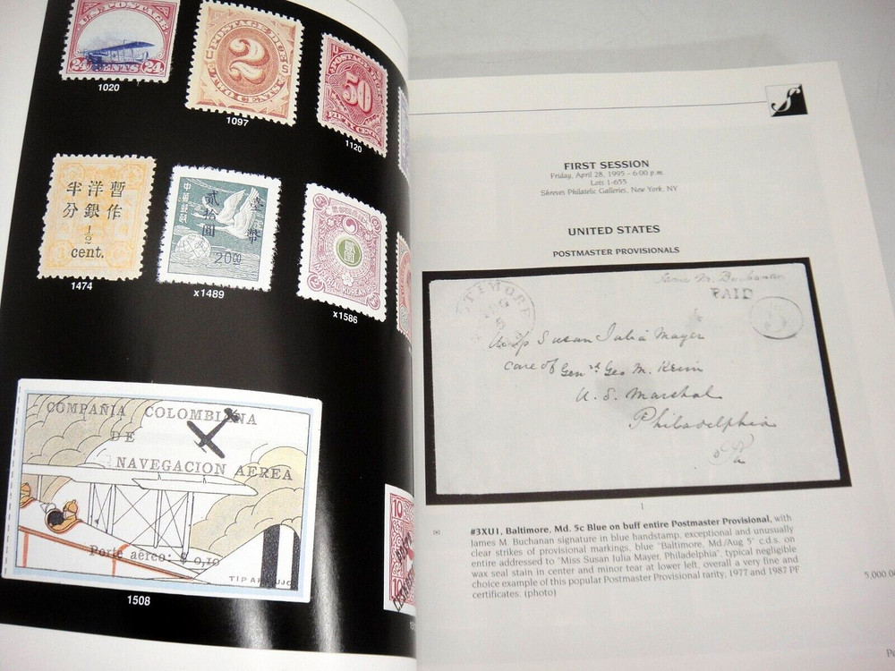 Shreves Stamp Auction Catalog Collectors Series Including Derby Collection 1995