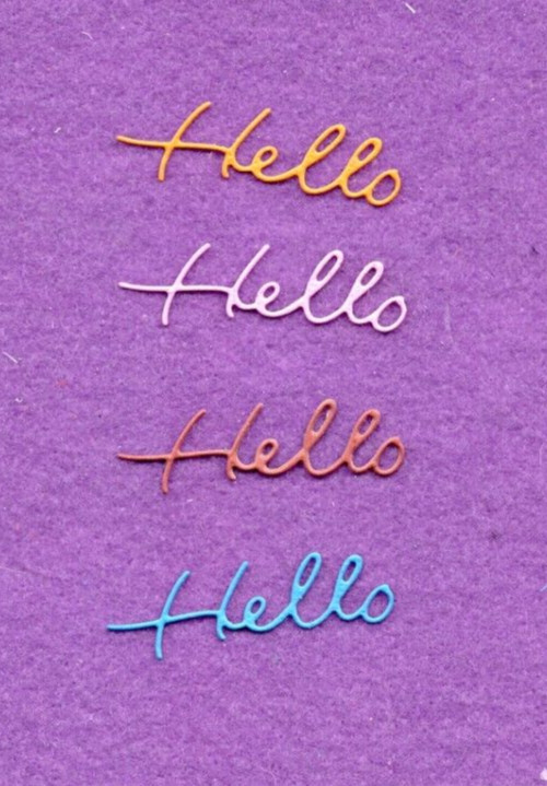WORDS HELLO die cuts scrapbook cards