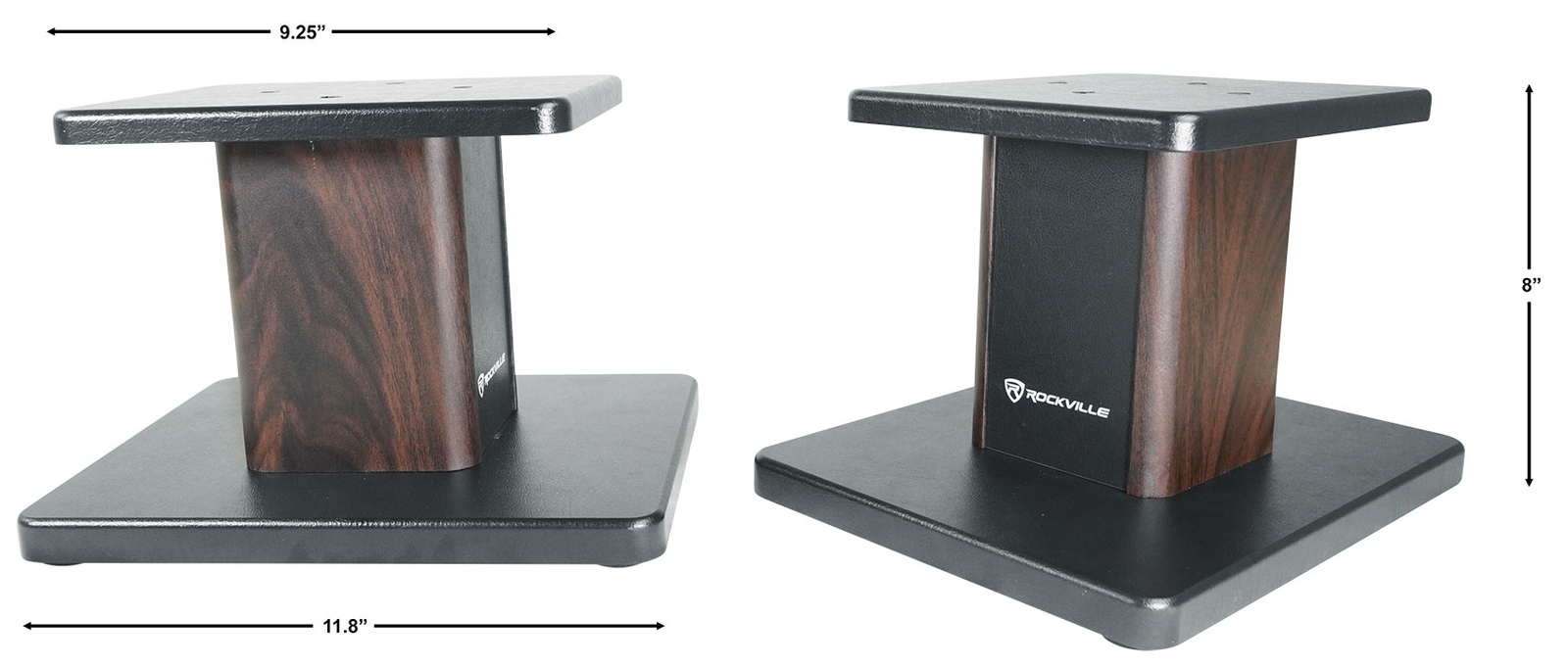 Pair Rockville RHT8D Dark Wood Computer/Bookshelf Desktop Speaker/Monitor Stands