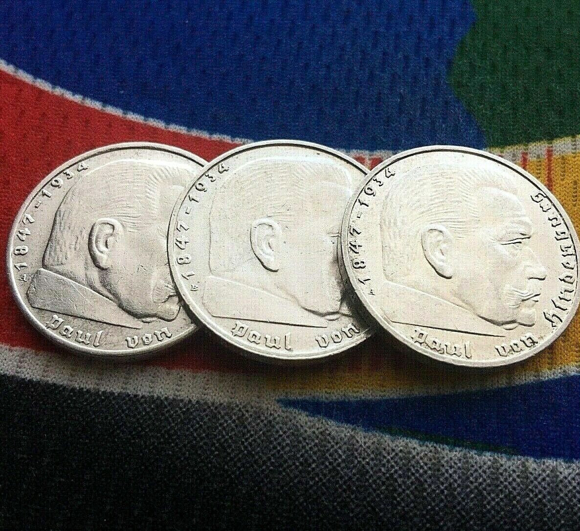 1-WWII 2 Mark German Silver Coin Third Reich Reichsmark 5* (1) coin