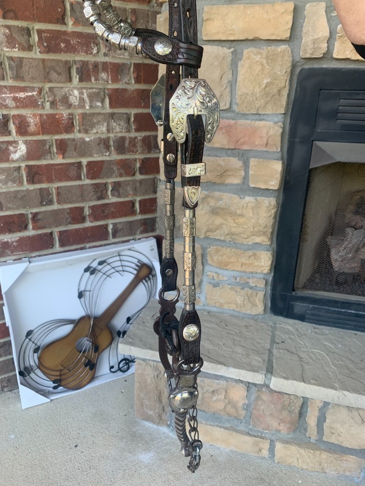 VINTAGE RUSTIC Sterling Silver Headstall - silver ferrules by Billy Royal