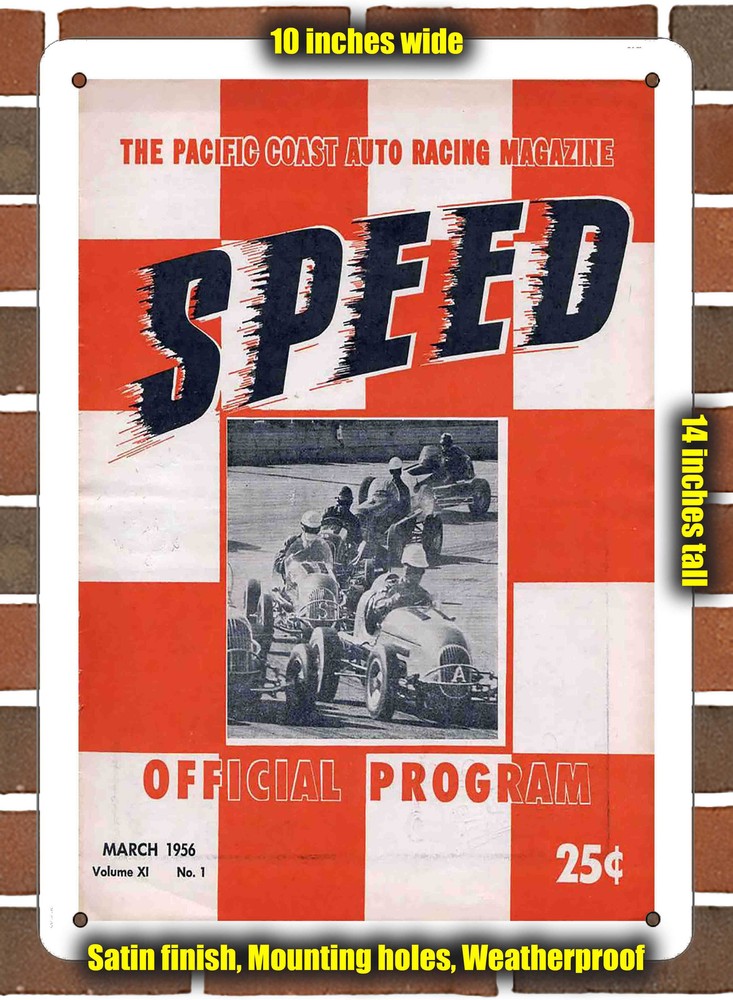 Metal Sign - 1956 Pacific Coast Speedway Racing Program - 10x14 inches