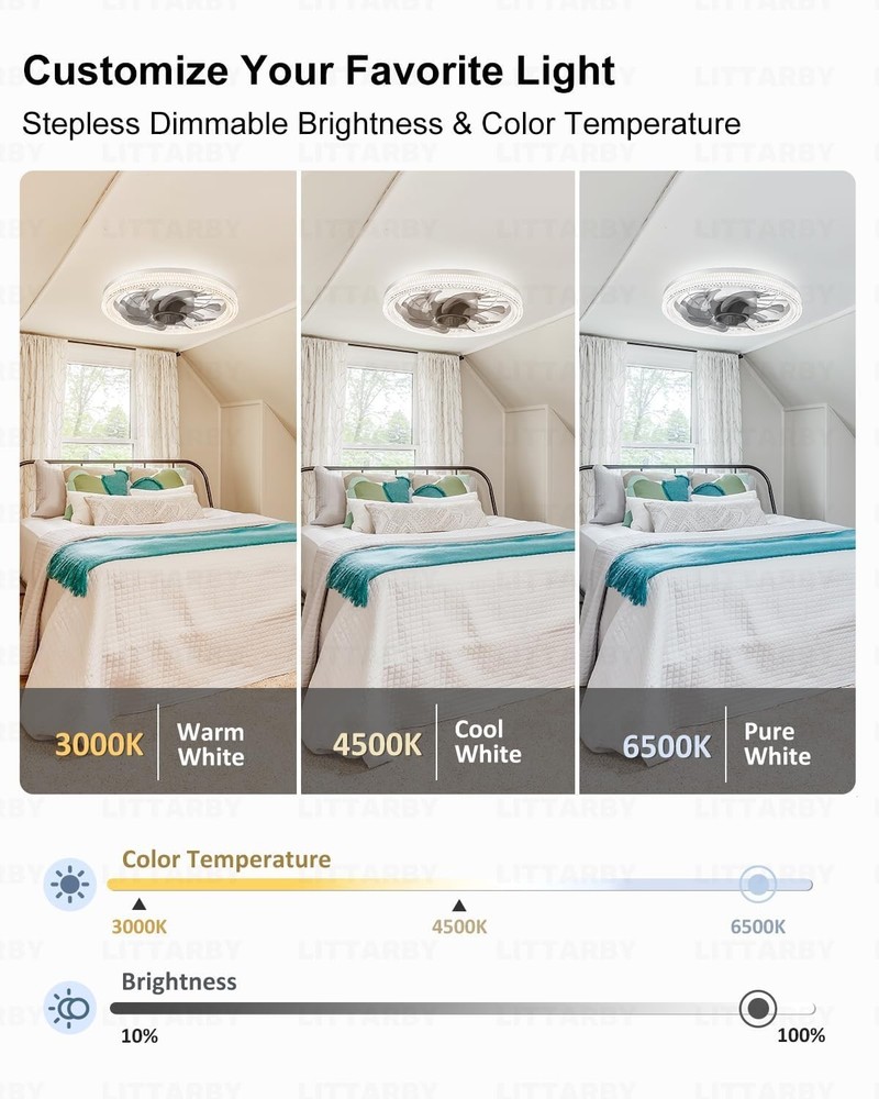 Modern Remote-Controlled Ceiling Fan & Light - Brightness & Color Adjustments