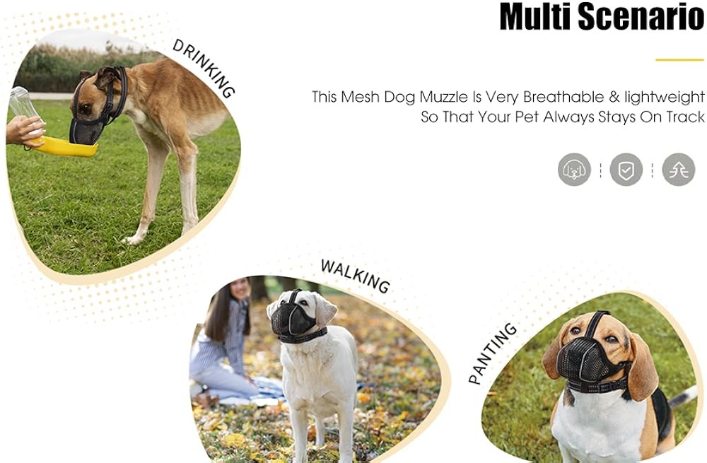 Dog Muzzle, Mesh Soft Muzzle for Small Medium Lar Sized Dogs, Breathable