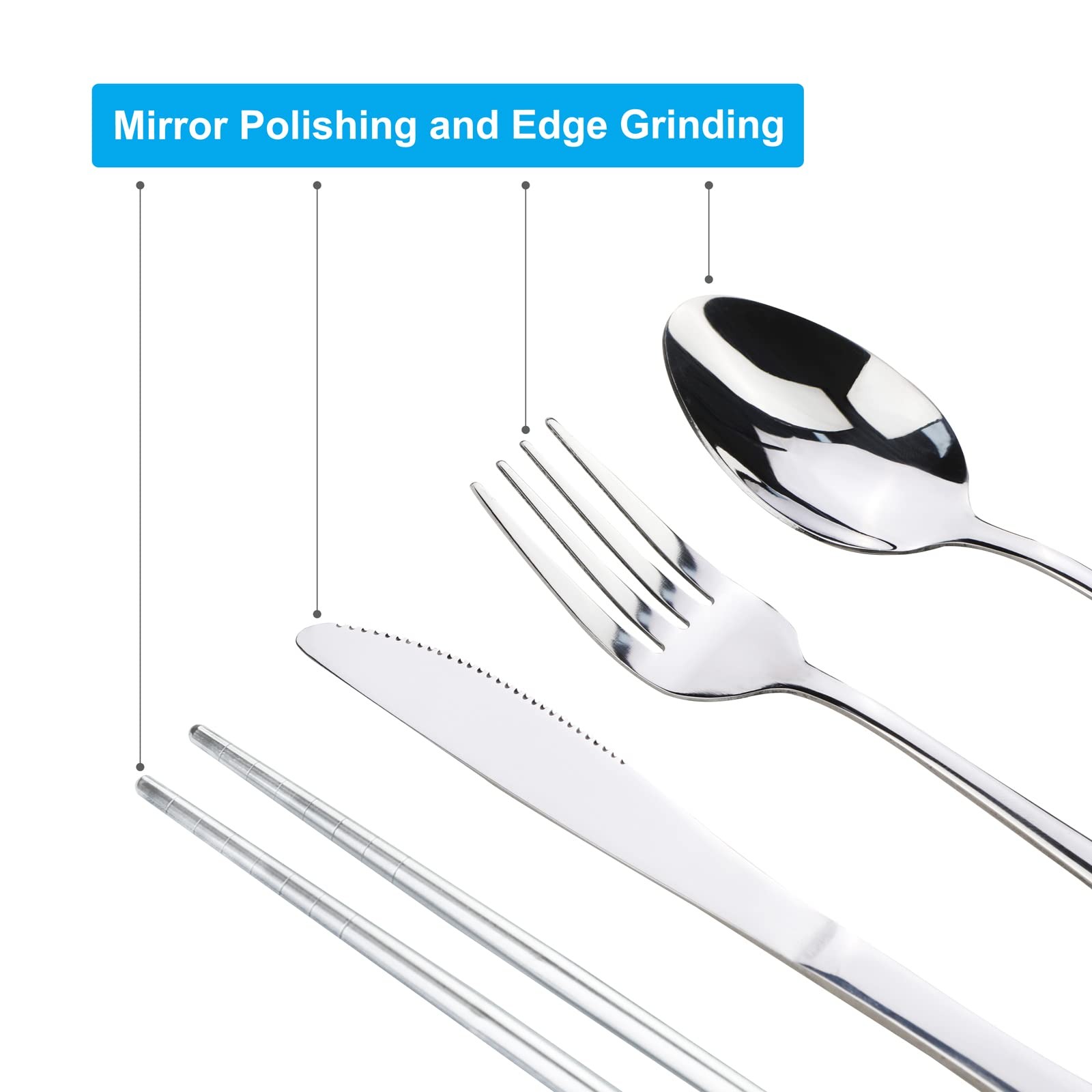 Portable Silverware Set with Case, Lengnoyp Travel Camping Utensils Set, Prem...