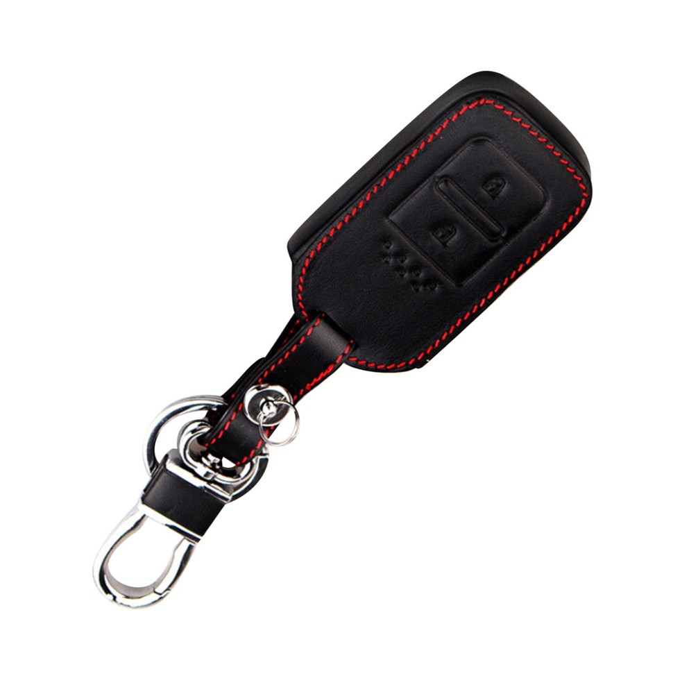 2-Button Car Remote Smart Key Leather Chain Case Cover Shell Protector For Honda