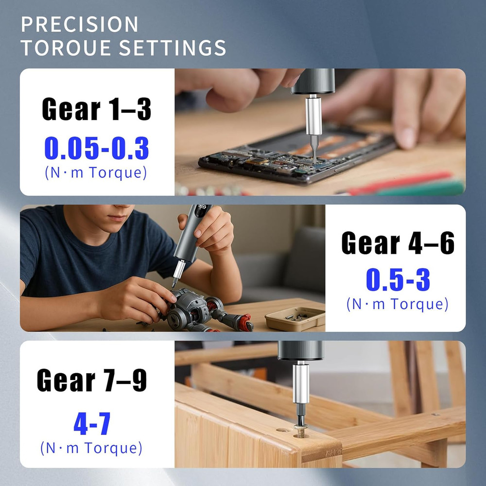 Multi-Functional Electric Screwdriver Set - Cordless Stick Drill w/Wireless C...