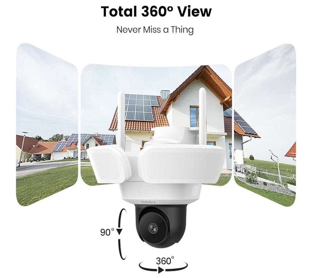 AOSU Floodlight Camera Wired, 3K UHD Security Camera Outdoor, 360°