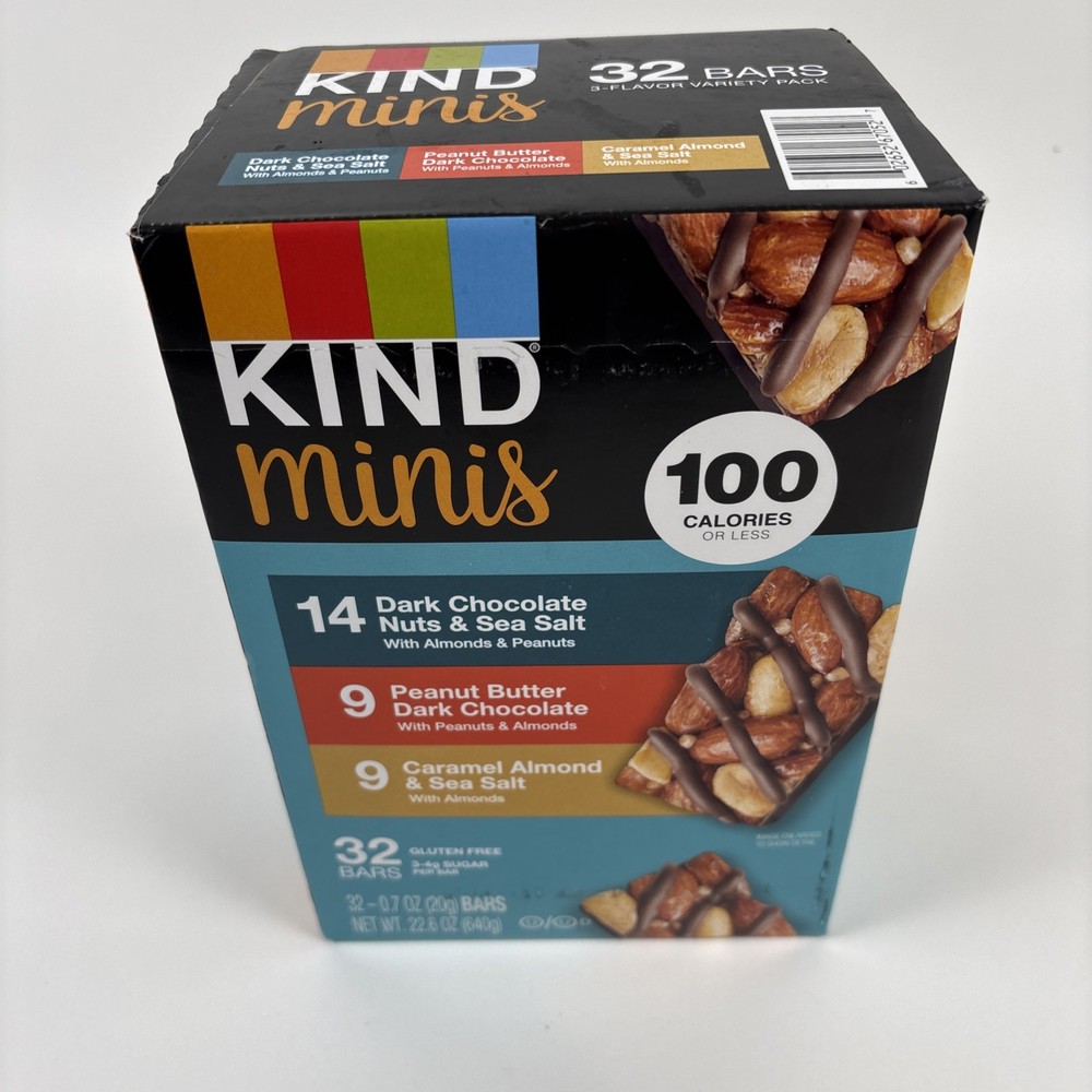 KIND Minis Snack Sized Nut Bars, Variety Pack - 32 Count
