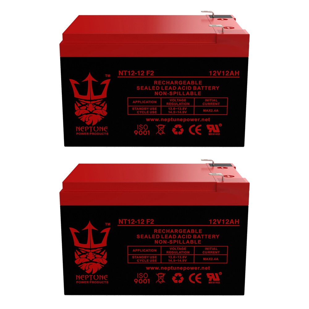 2 Pack - 12 Volt 12 Ah Pride Mobility SC52 Sonic Scooter Replacement Batteries