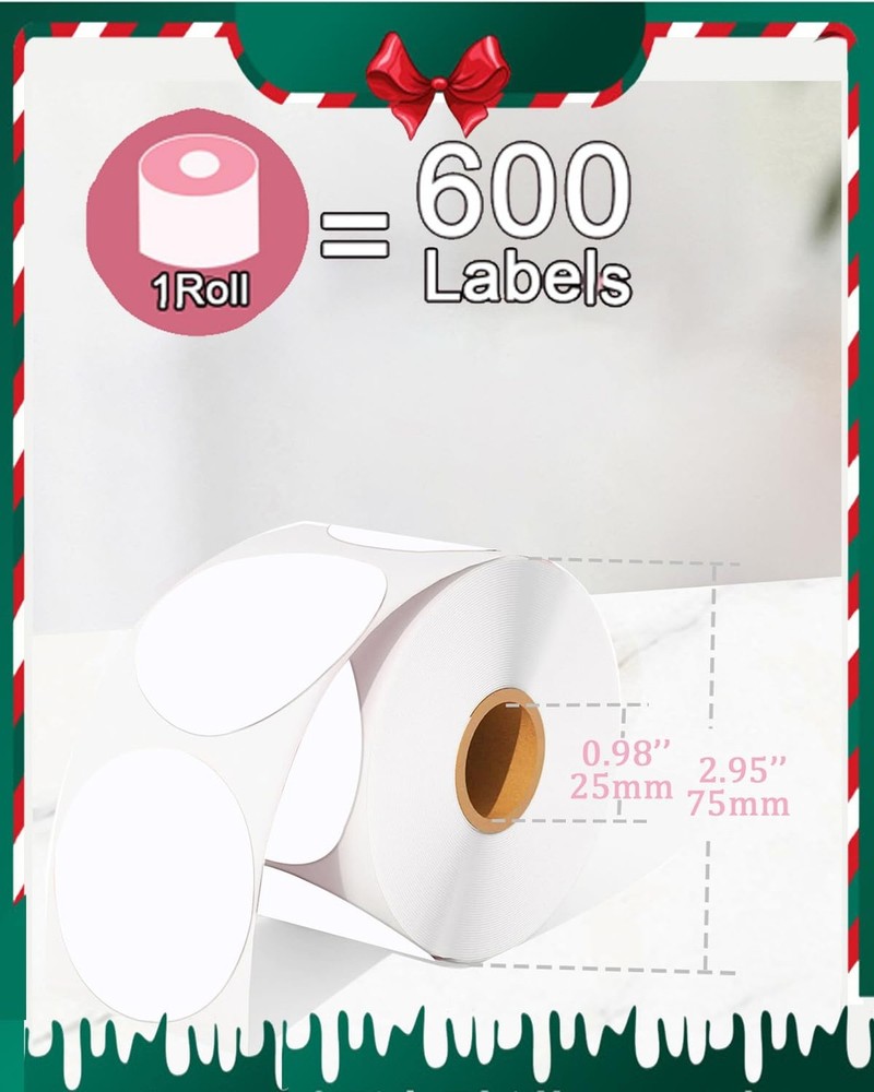Round Thermal Labels, Thermal Printer Labels use for Barcode, Shipping, Custo...