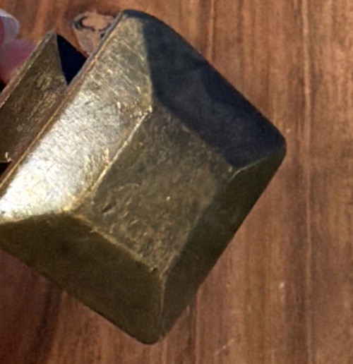 2 Antique/Vintage Solid Brass Mission Style Drawer Pulls Square W Raised Bevel