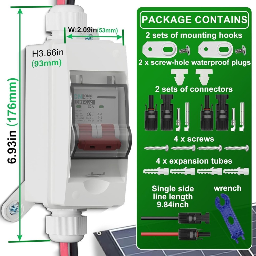 32A Solar Panel Disconnect Switch with Waterproof Box for Safe PV Systems