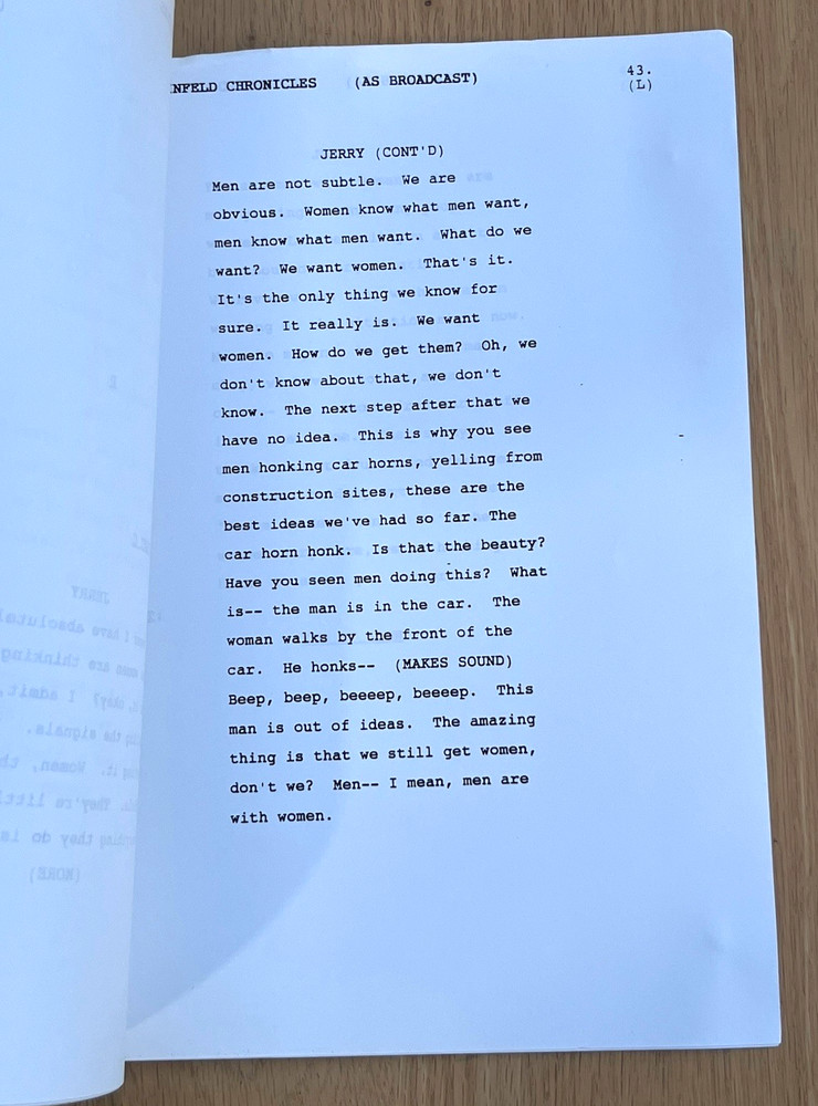 The Seinfeld Chronicles Pilot 1st Episode Original TV Sitcom As Broadcast Script