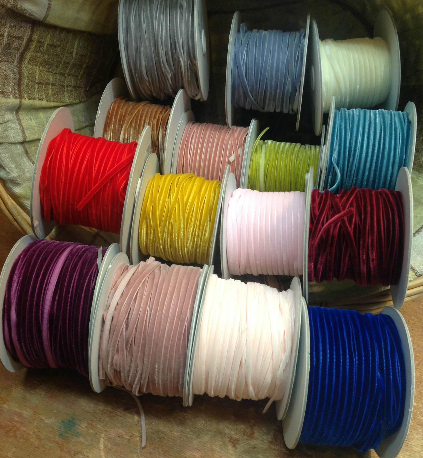 velvet rayon ribbon 1/8" 4mm trim 1yd assorted colors