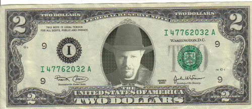 Toby Keith $2 Dollar Bill Mint! Rare! $1