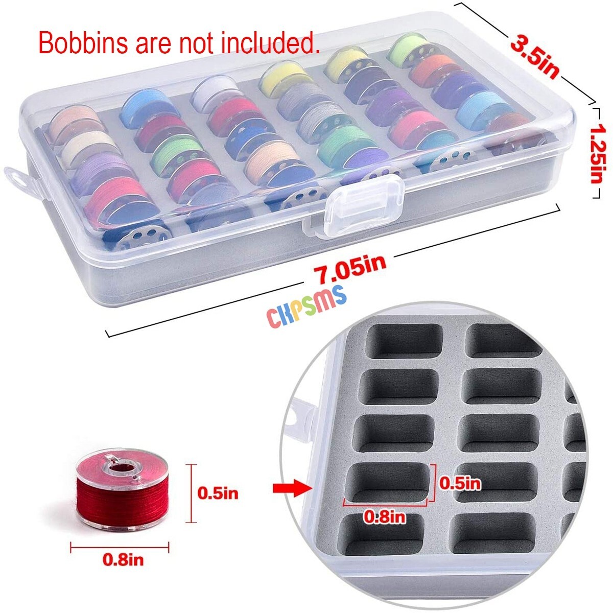 Bobbin Holder Storage Case / Box FOR 60PCS Bobbins (Box Only) Groove 0.5"×0.8"
