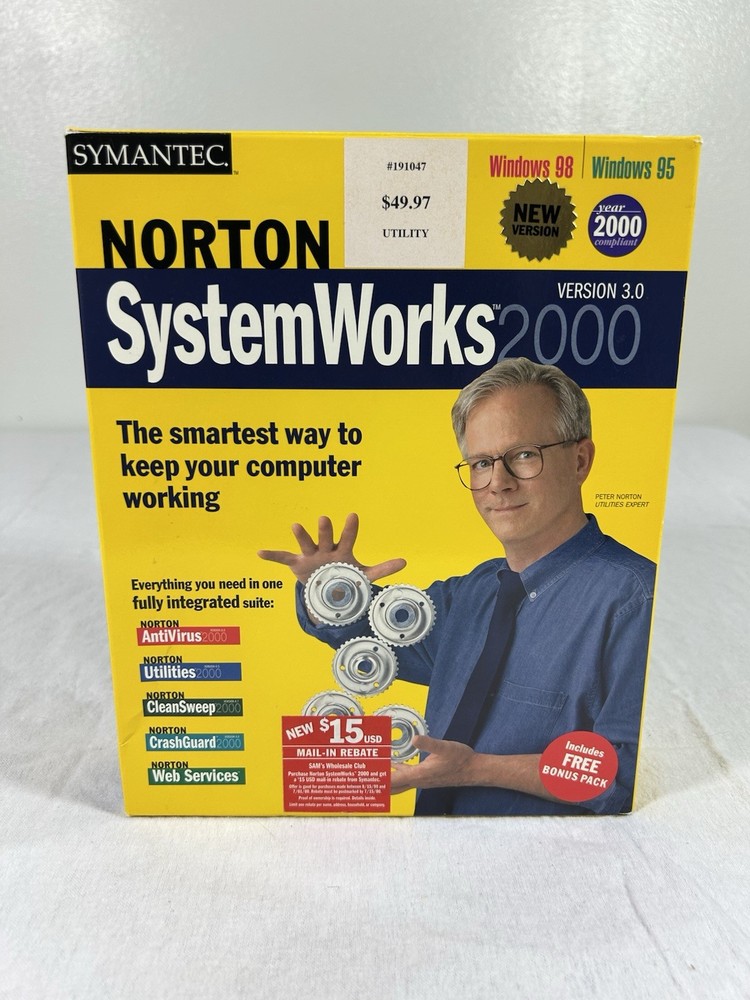 NORTON SYSTEM WORKS 2000 Version 3.0 SYMANTEC WINDOWS 95 98 Open Box