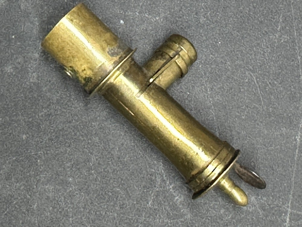 Vintage Solid Brass Irish Bag Shot Black Powder Flask Spout  Muzzleloading