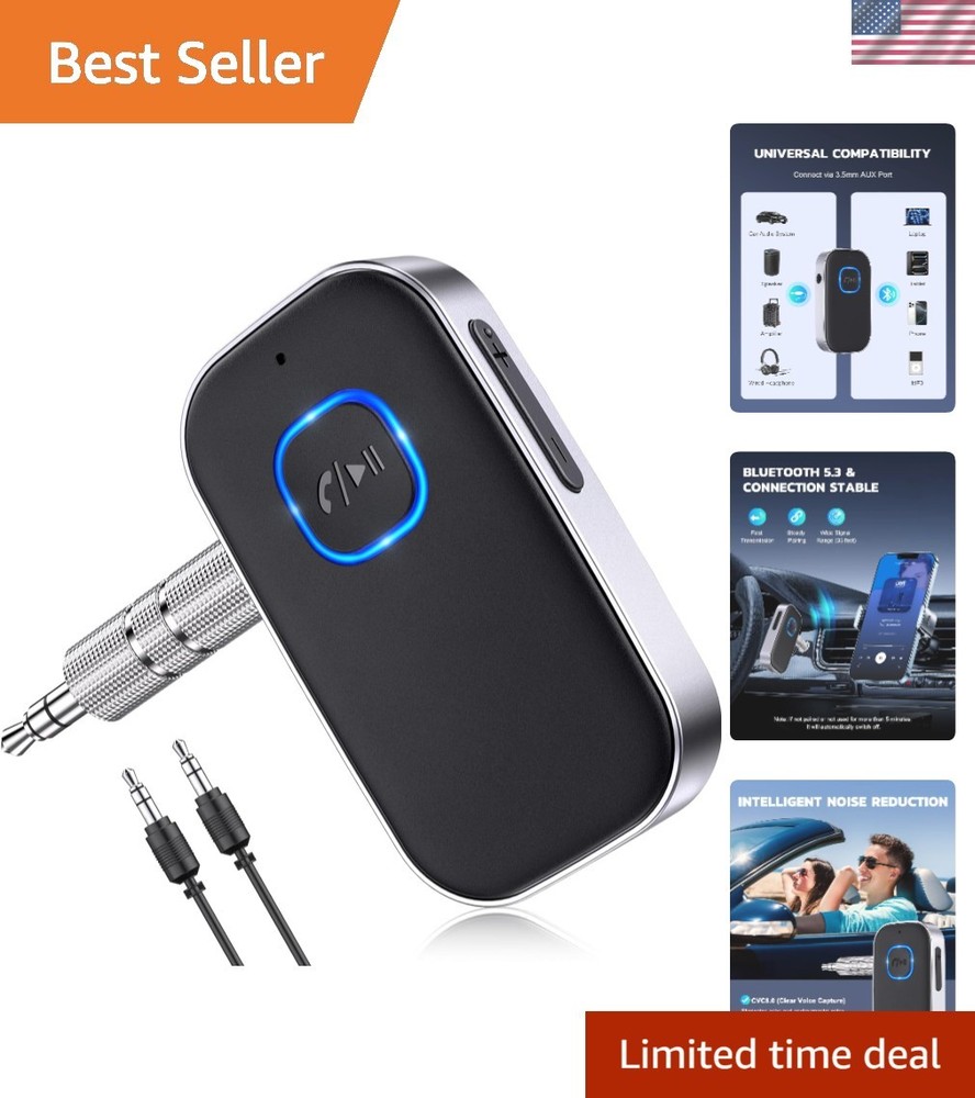 Portable Bluetooth Car Adapter - Dual Connection, Long Battery, Noise-Cancelling