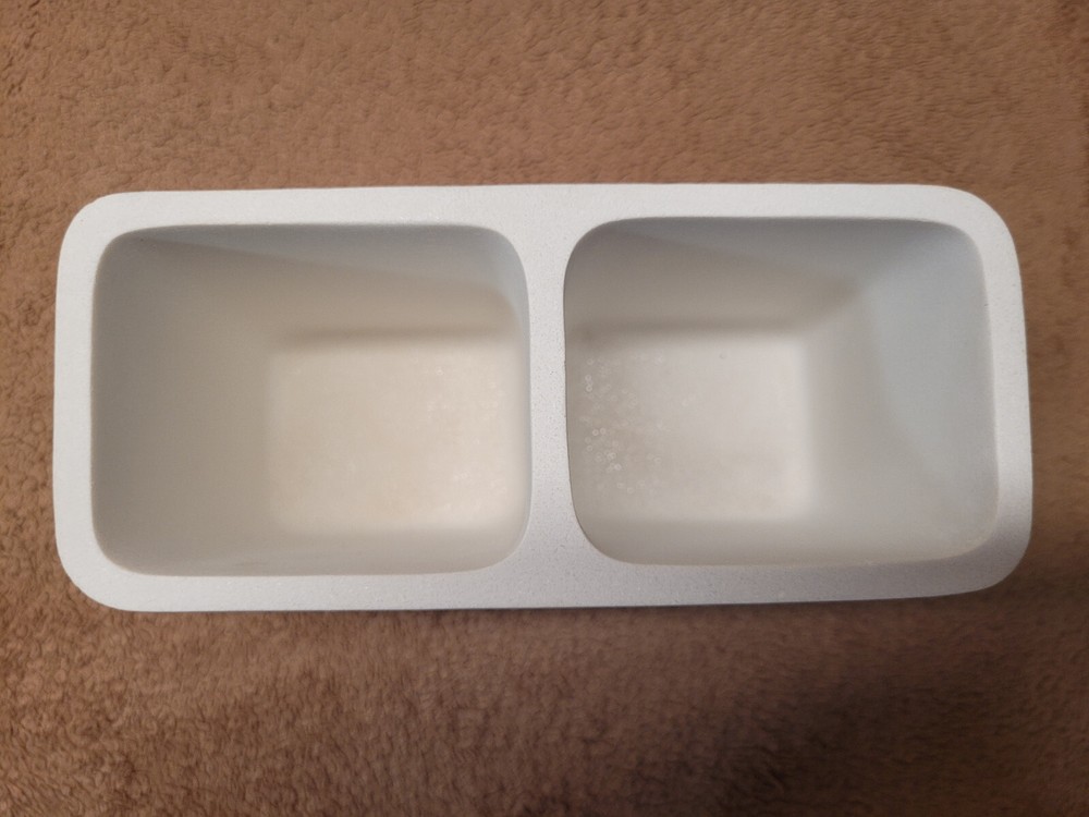 Toothpaste & Toothbrush Holder White Stoneware 2 large sections Unfancy Plain