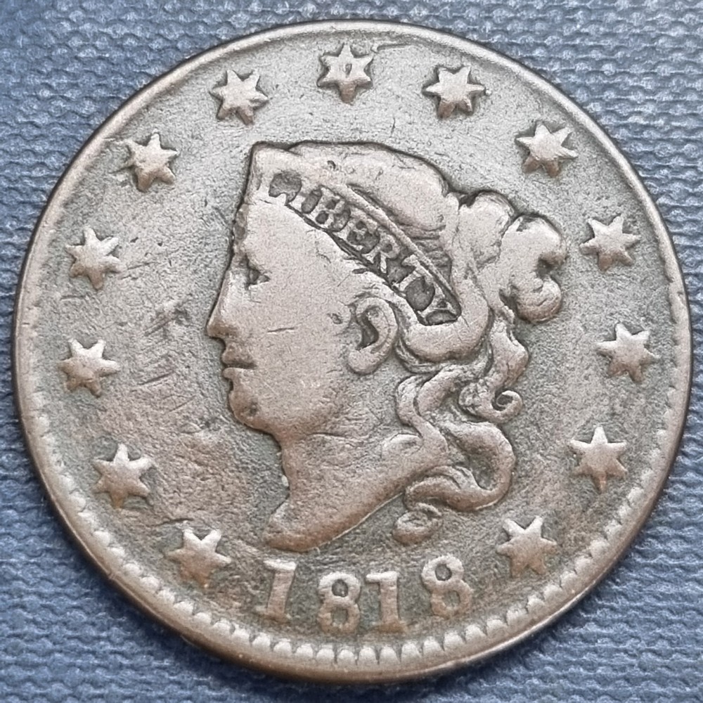 1818 Coronet Head Large Cent 1c Better Grade #99223