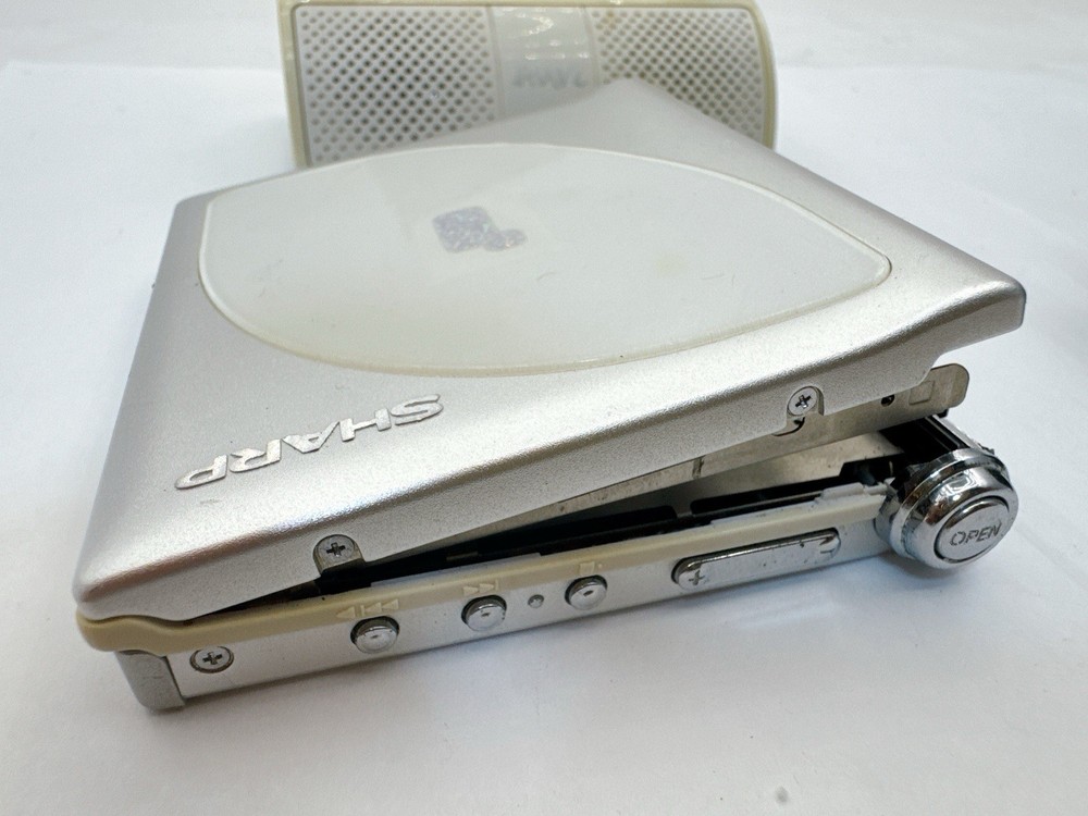 Sharp MD-DP700 Silver MiniDisc Player MDLP with Speaker Dock AC Adapter Tested