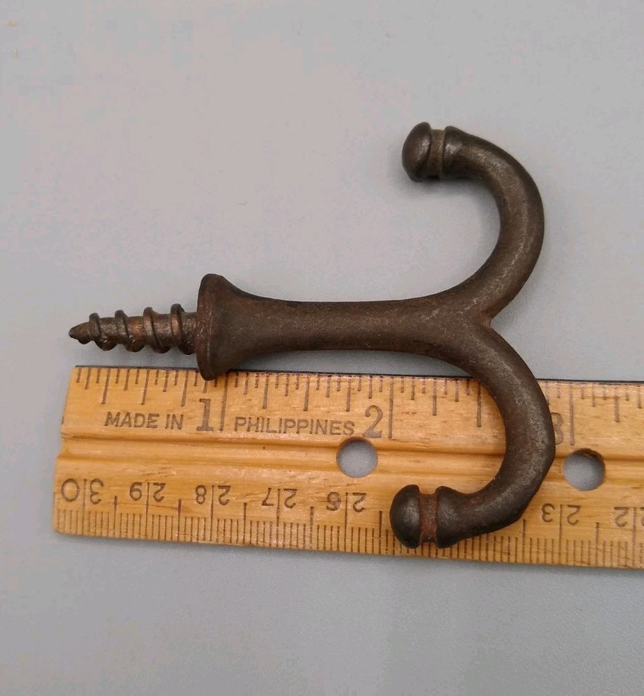 4 Cast Iron double hook, Ceiling, under table, wardrobe, coat rack purse