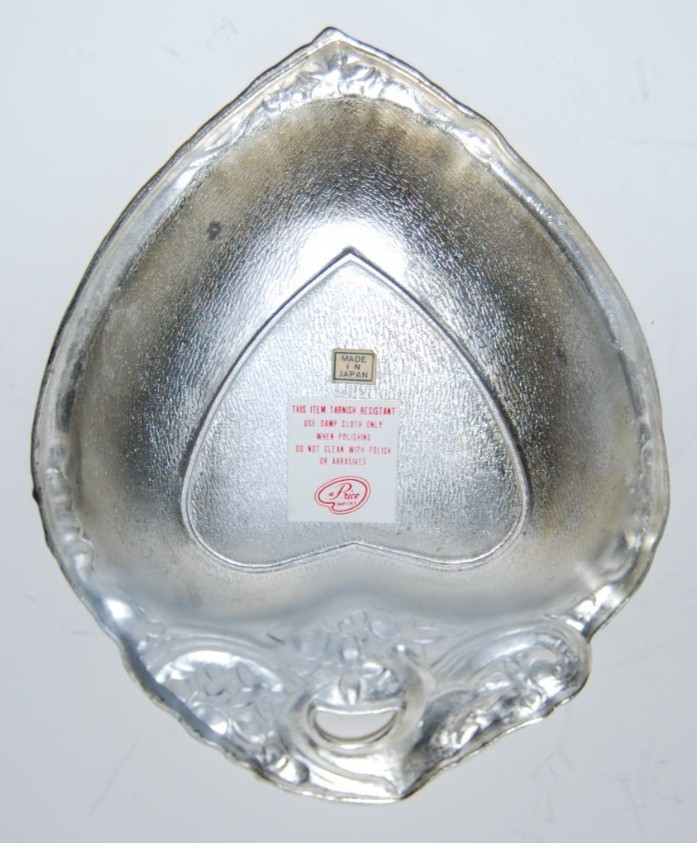 Vintage A Price Import Silver-plated Heart Shaped Trinket Candy Dish Bowl 8"