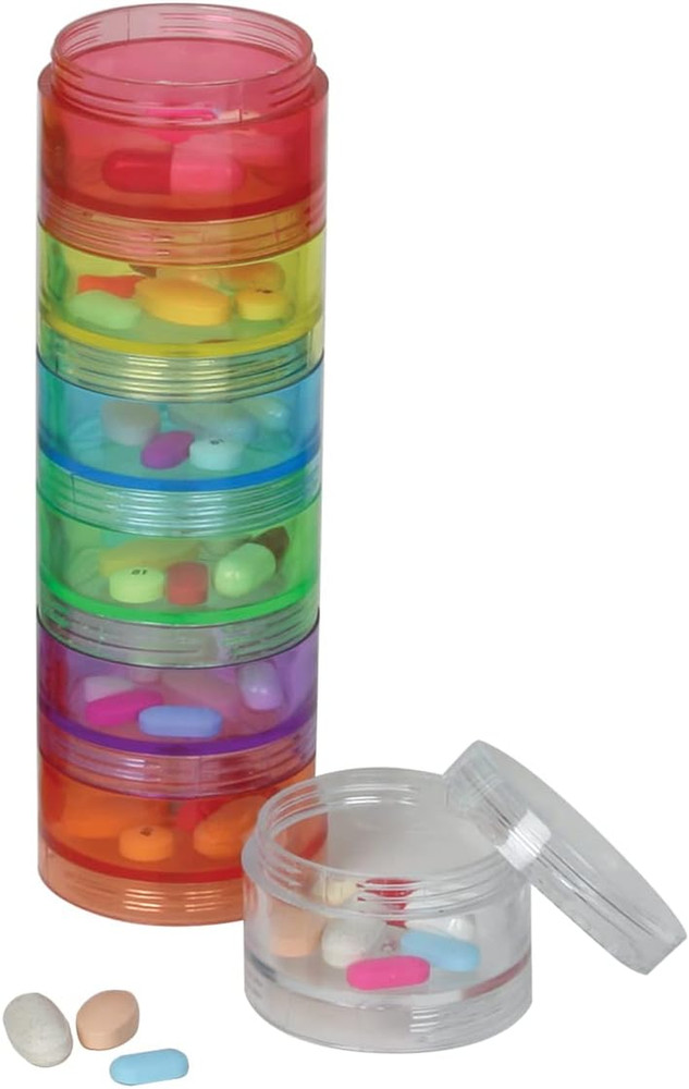 Ezy Dose 7 Day Rainbow Pill Organizer Stackable Weekly Medication Planner