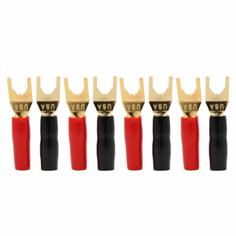 8pcs Gold Plated Y Spade Terminal Connector HiFi Audio Speaker Cable Plug