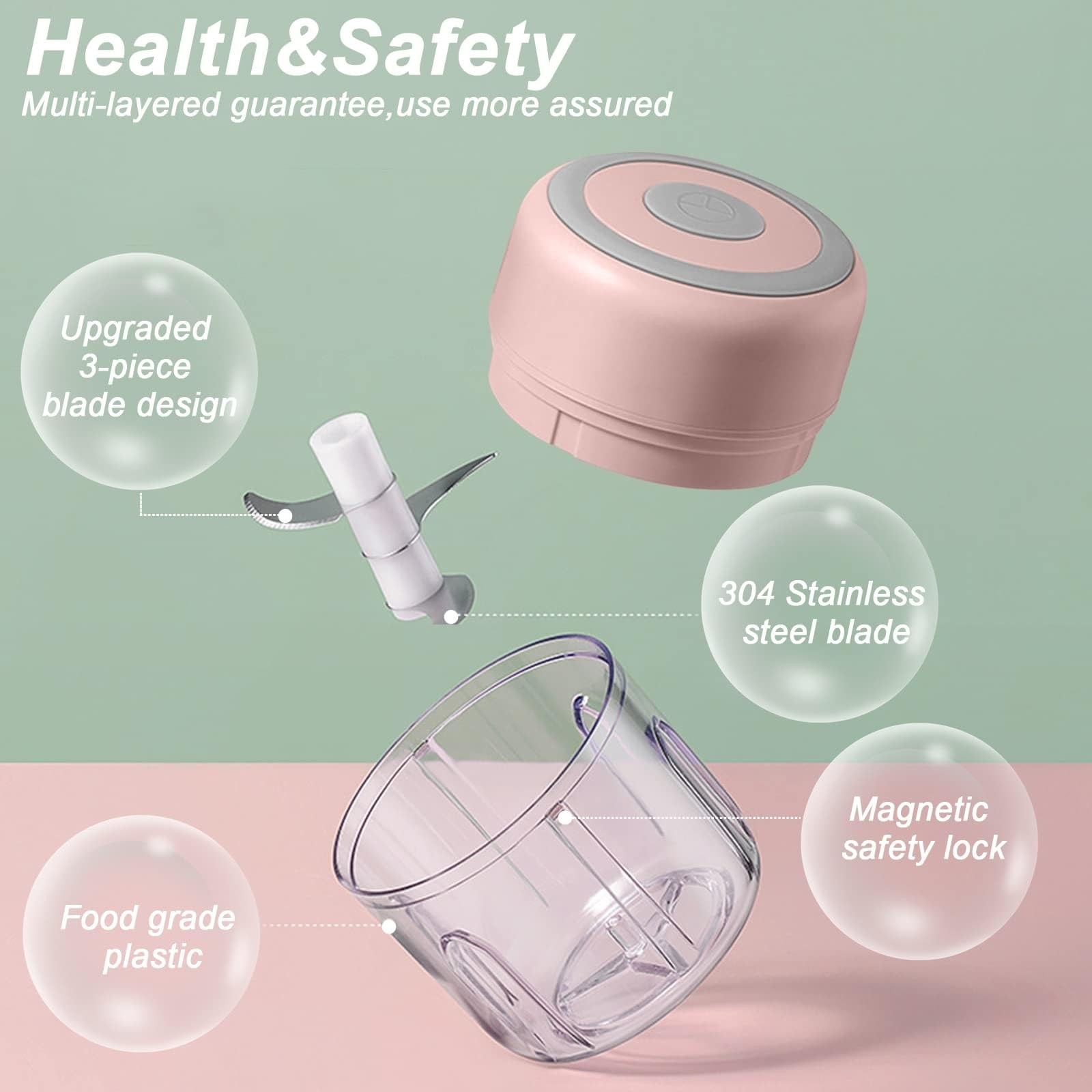 Electric Mini Garlic Chopper, 250ML USB Food Chopper Mincer, Vegetable Onion ...