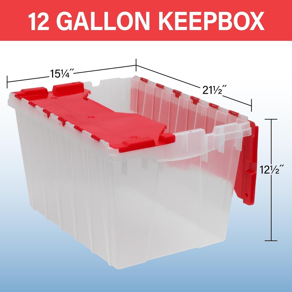 KeepBox 12 Gallon Storage Container Nesting & Stackable Plastic Storage Box W/