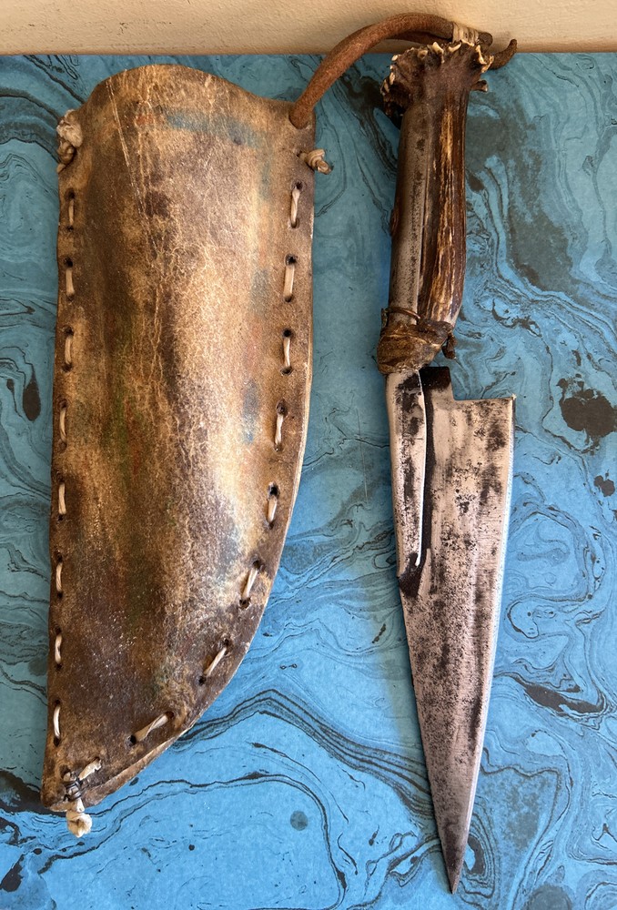 Antique Custom Made Knife, Original Sheath