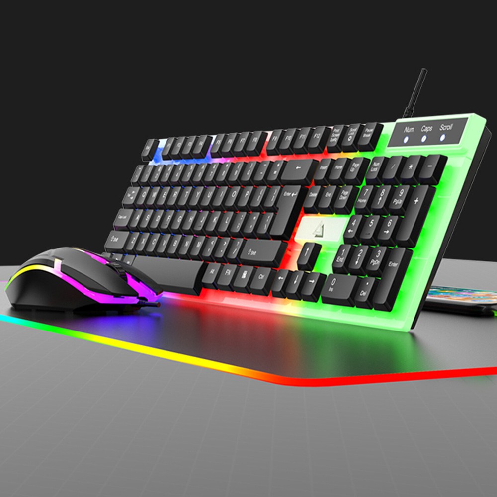 Wired Mechanical Gaming Keyboard and Mouse Kit Backlit - Desktop Computer