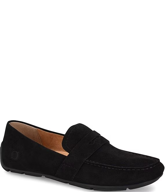 Born Melinda Women’s Loafers Black Suede Comfort Slip-On Shoes