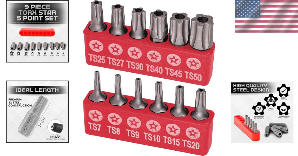 Torx plus 5-Point Tamper-Proof Security Bits - 12Pc Torx Star 5 Point, Security