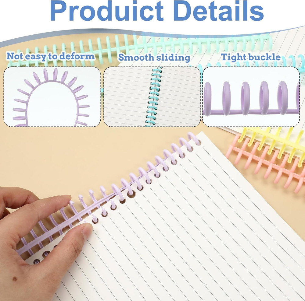 20 Pcs Comb Binding Spines, Plastic Spiral Binding Coils Spines 30 Hole Click...