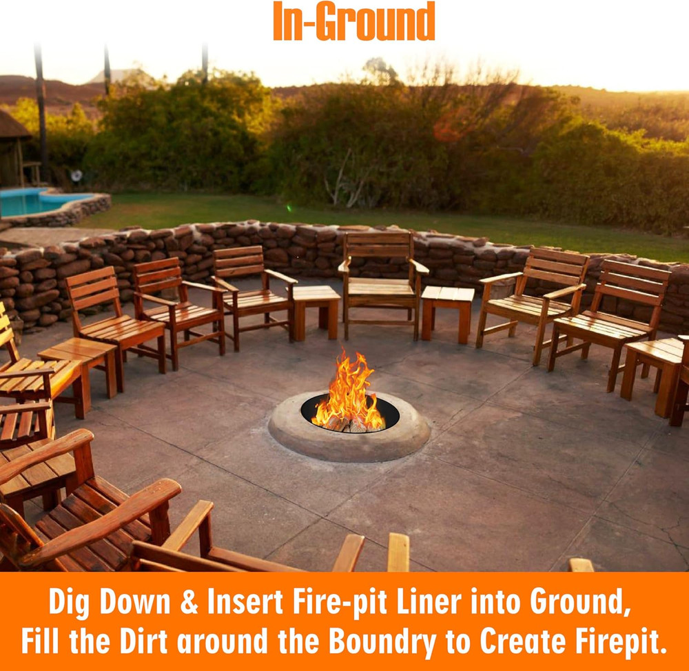 FEBTECH - Fire Rings for outside Wood Burning Fire Pits - 36" Dia X 12" H - 2Mm