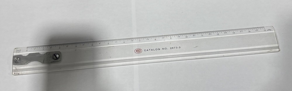 Vtg Post 2673-3 Drafting Machine Lucite Clear Plastic Scale Ruler. Used Surplus