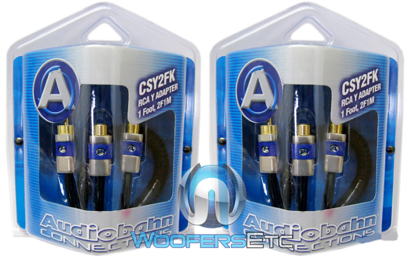 2 AUDIOBAHN CSY2FK PRO Y RCA JACK WIRES 1M 2F CORD for SUB AMP SPEAKER AMPLIFIER
