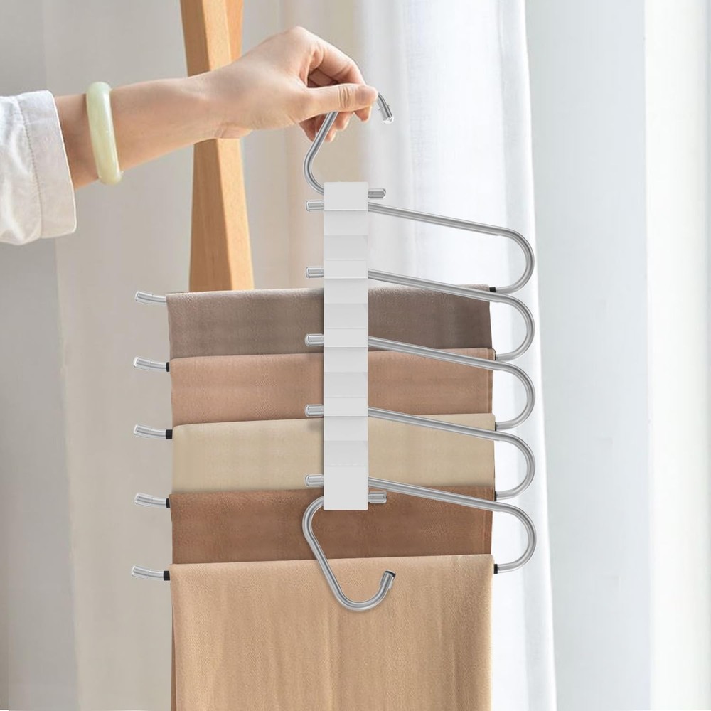 2 Pack Pants Hangers Space Saving, Anti-Slip Multi-Functional 2 Pack, White