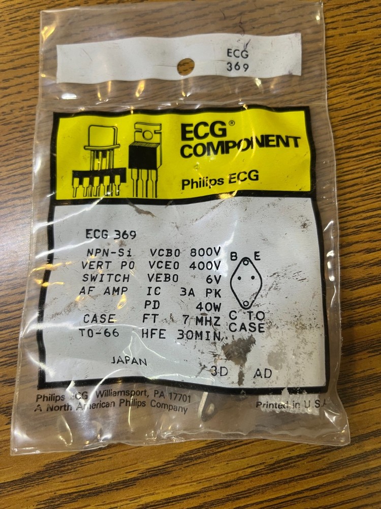 ECG369 Transistor NPN Vertical Deflection Switch,