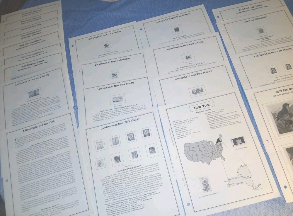 New York History 21 Clean Album Pages For Stamps/Covers Mystic Co. 2020 New