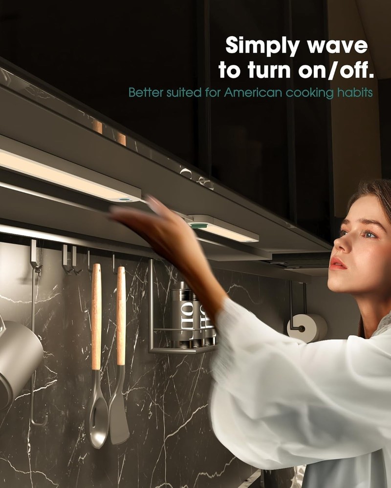 Slim Profile Under Cabinet LED Lights - Dimmable & Motion Activated 3 Pack