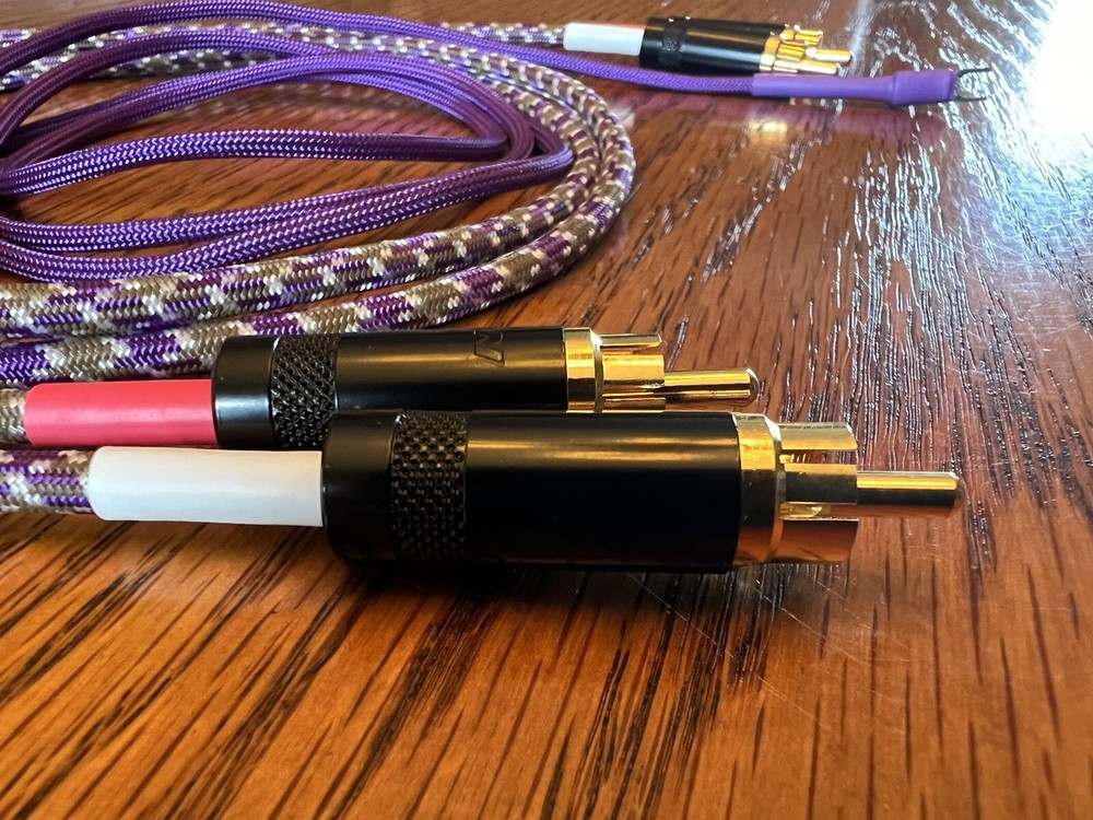 Audiophile Turntable Phono RCA Cables w/Ground Low Capacitance Interconnect 6 Ft