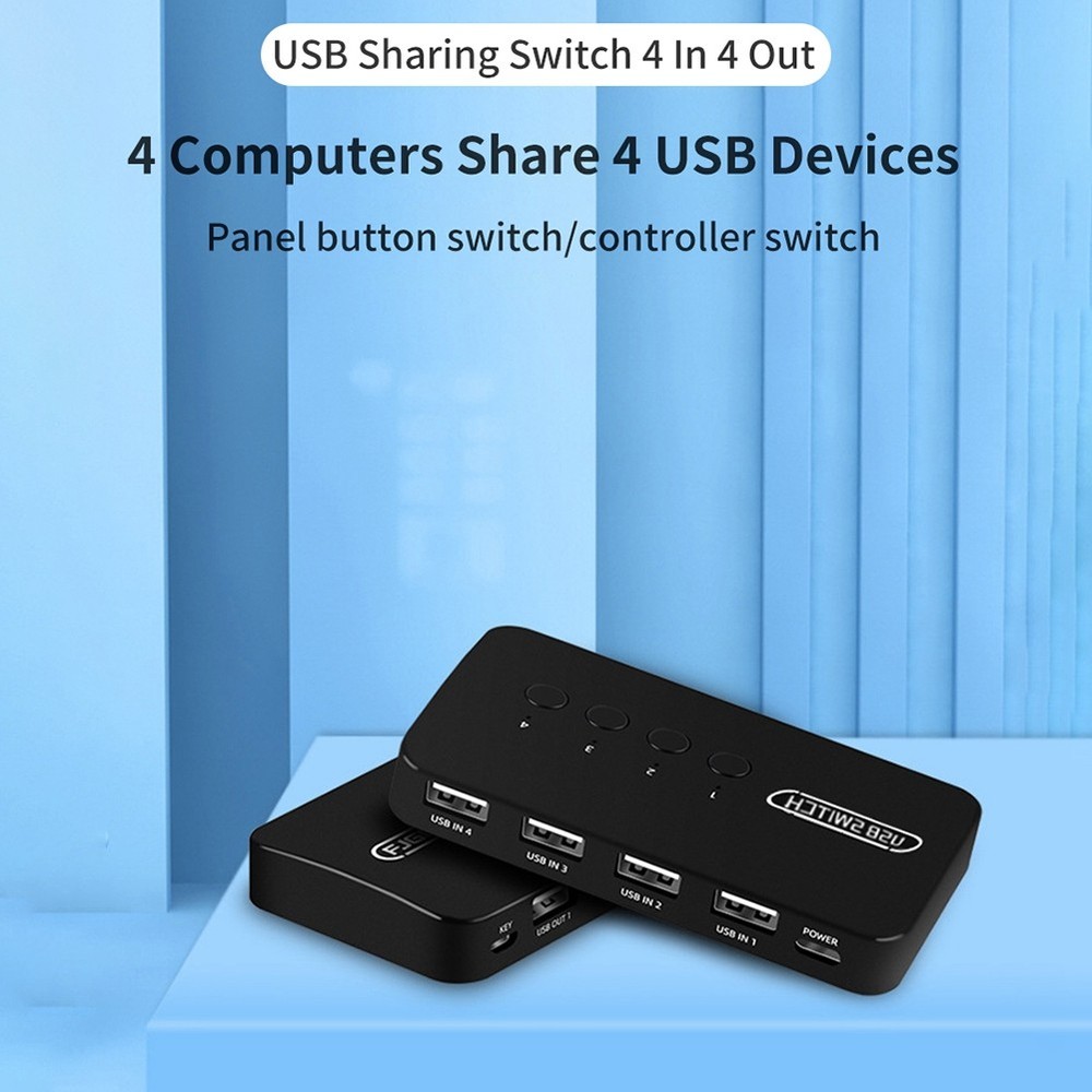 USB Shared Controller Adapter 4 Inputs 4 Outputs for Laptop Computer1784