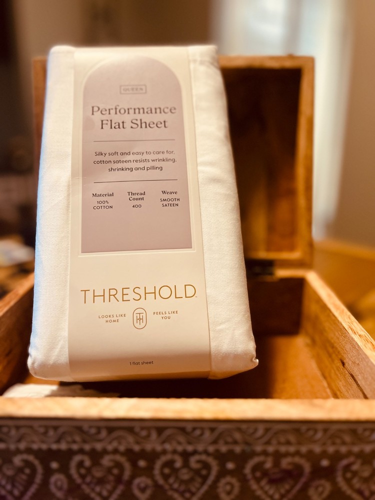 Queen 400 Thread Count Flat Sheet Sateen White 100% Cotton - Threshold