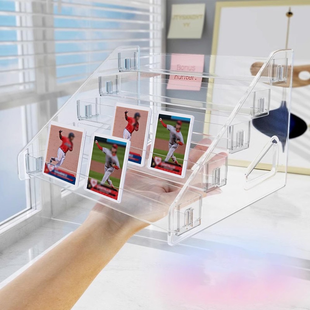 5Tiered Trading Card Display Holder, Clear Plastic Tabletop Display Rack for ...