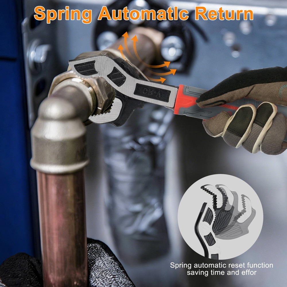 2pcs 6" & 10" Multi-function Magic Wrench Set Self-Adjusting Spanner Pipe Wrench